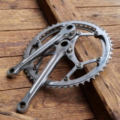 Tretkurbelsatz für Rennrad, orig. 50er/60er Jahre, verchromt, für Keillager, gebr. 