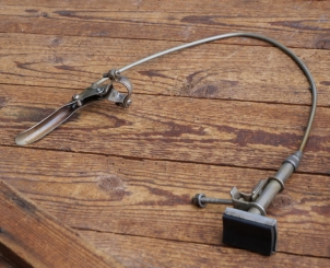 Stempelbremse BÜCHEL mit Seilzug u. Hebel, orig. 50er J., vernickelt, gebr. 