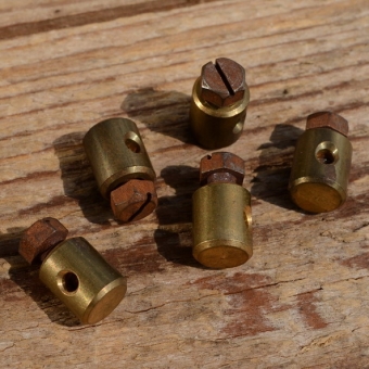 Schraubnippel, D=8.0/2.6mm, L=9.5mm, Messing , Schraube rostig 