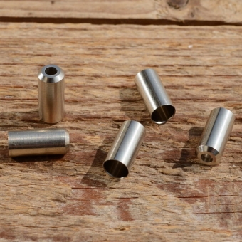 Abschlußhülse / Endkappe, D=5.5/5.0mm, Loch=2mm, Messing vernickelt 