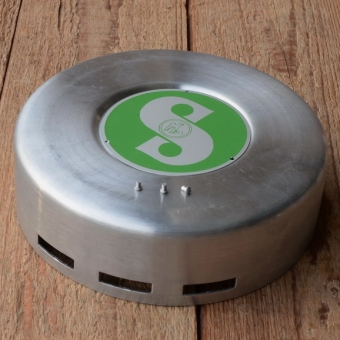 Polradabdeckhaube "SACHS 98ccm", Aluminium, 145mm, incl. Sachs Emblem grün u. 3 Nieten 
