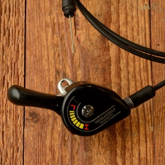 Schalthebel "SHIMANO Positron" 5-6 Gang, Kunststoff schwarz, orig. 70-80er Jahre 