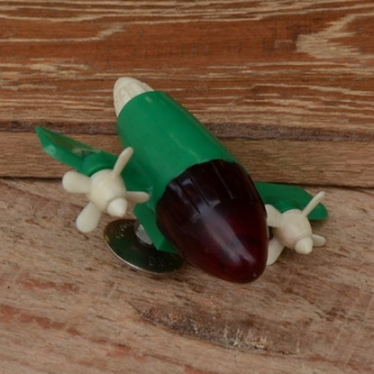 Schutzblechfigur "FLUGZEUG",  grün, Kunststoff, beleuchtet, orig. Altbestand 