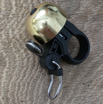 Glocke "PING", extralaut und langanhaltend !  für Rennrad/Sportrad, Kupfer galv. poliert, D=30mm, passend für 22,2 mm Lenkerdurchmesser 