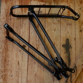 Gepäckträger mit Ständer, schwarz, pass. f. 26er u. 28er Tourenräder 