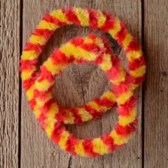 Nabenputzring, rot-gelb, flauschig, L=56 cm, für Moped und Fahrrad, Drahteinlage, ablängbar 