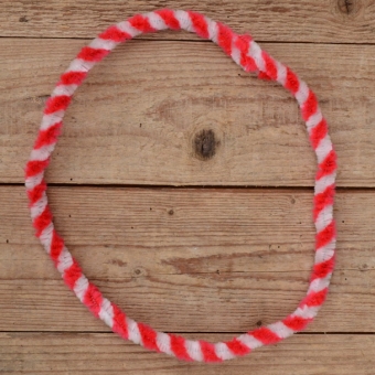 Nabenputzring, rot-weiß, flauschig, L=56 cm, für Moped und Fahrrad, Drahteinlage, ablängbar 