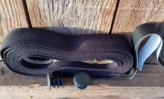 Lenkerband "Baumwolle", schwarz, 30 mm breite und  extra dicke Ware für ein gutes Griffgefühl!, Satz incl. Stopfen etc. 