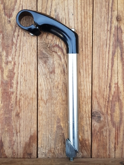 Lenker Vorbau "JET LINE", Alu schwarz ,Edelstahlschaft, orig. Humpert Germany, 90er Jahre,  L=90mm, Klemmung=25.4mm 