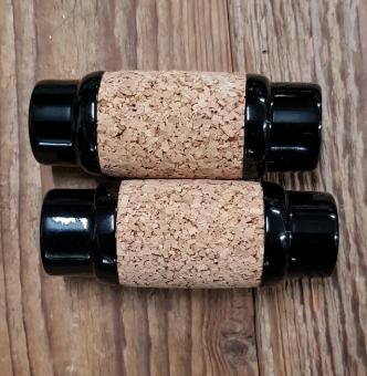 Holzgriffe mit Korkauflage, schwarz, Kork naturfarben, 22mm, ca. 90mm lang 