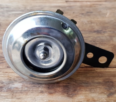 Hupe für Motorrad / Motorfahrrad / Moped, 6 Volt, klassische Ausführrung, D=70mm, Halterung Metall schwarz 