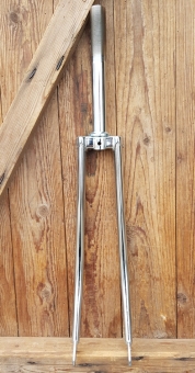 Gabel 26", verchromt, Schaftlänge 200 mm,  mit Strebenöse, OHNE Dynamohalter, orig. alte Neuware! 