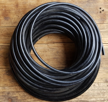 Zündkabel, schwarz, D=7mm, 50cm Stück, orig. 30-50er Jahre Altbestand ! 