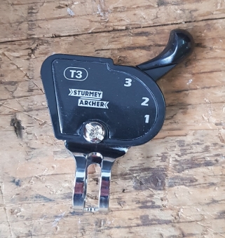 Schalthebel "Sturmey Archer" 3-Gang, schwarz / verchromt,  80-90er Jahre 