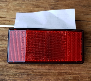 Rückstrahler zur Nachrüstung am Gepäckträger o.ä., gesetzl. vorgeschrieben ab den 80/90ern, NOS aus Bestand 