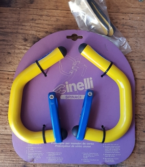 Lenker Hörnchen "bar ends" CINELLI Spinaci, Ergonomic & Aerodynamic, gelb-blau, NOS, 230 g. 