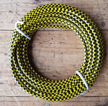 Bowdenzug Außenhülle, schwarz/gelb kariert, Durchmesser außen 5.0mm, Durchmesser innen 2.5mm, pro Meter 