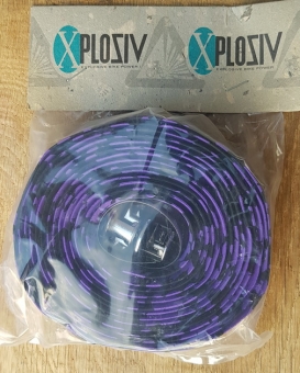 Lenkerband "XPLOSIV", SPLASH lila-schwarz, incl. Lenkerstopfen, orig. 90er Jahre NOS 