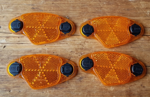 Speichenreflektor, Speichenmontage, Kunststoff, Strahleneinsatz orange, Satz 2 Stück  