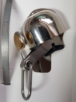 Glocke "PING", 100 DB extralaut und langanhaltend !  für Rennrad/Sportrad, Kupfer galv. poliert, D=30mm 