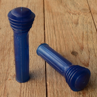 Kunststoffgriff "Längsrille", Prallschutz, transparent-blau,  22mm, 70/80er Jahre, orig Altbestand 