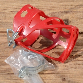 Halter für Trinkflasche, rot, Kunststoff, zur Rahmenmontage, incl. 2 Schellen, NOS 