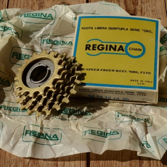 Freilaufkranz "REGINA ORO", 5-fach, orig. Altbestand 70/80er J., Gewinde BSA 