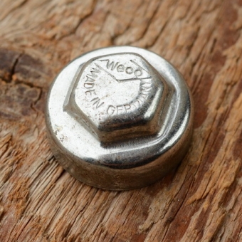 Pedalkappe, "WECO", verchromt, Innengewinde, D_innen=22.4mm D_aussen=24.6mm, orig. alte Neuware 