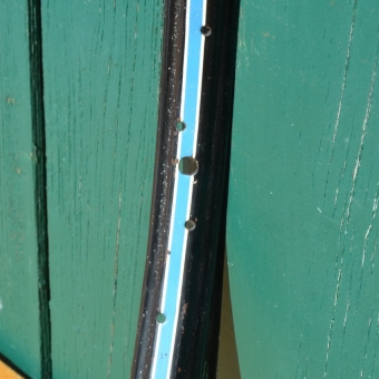 Felge 26 x 1,75, für Drahtbereifung, 36-loch, schwarz, Linierung blau/weiß 