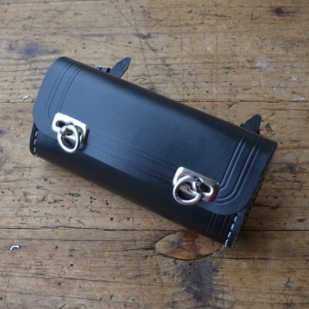 Werkzeugtasche, Lefa, schwarz, Beschläge vernickelt, ca. 175 x 85 x 40 mm 