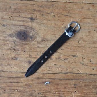 Taschenriemchen für Satteltasche, Lefa schwarz, Breite ca. 12 mm, Länge mit Schnalle 120 mm 