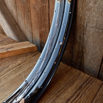 Fahrradfelgen Satz f. Wulstbereifung, 20" x 1 1/2 (450), Stahl, schwarz, blau-weiss liniert, orig. 30-50er Jahre, 36 Loch , 33mm breit 