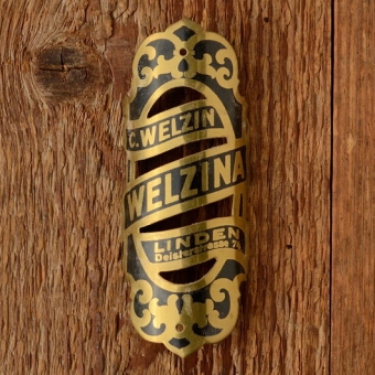 Steuerkopfschild  "WELZINA", 20er Jahre,  Originalschild aus Sammlungsauflösung ! 