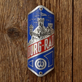 Steuerkopfschild  "BURGRAD", 30/50er Jahre,  Originalschild aus Sammlungsauflösung ! 