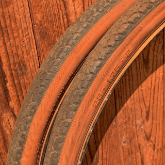 Paar Reifen Fahrrad, CONTINENTAL, 28 x 1,75 x 2, 60/70er J., braunwand, gebraucht gem. Bildern  