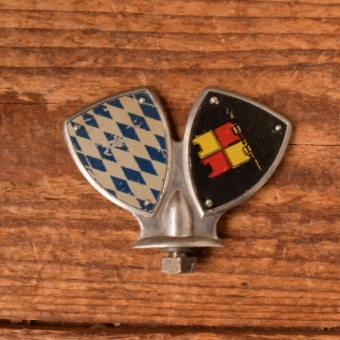 Schutzblechfigur KANTONSWAPPEN (SCHWEIZ), Alu Druckguss, orig. Altbestand 50er Jahre, Zustand siehe Bild 