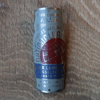Steuerkopfschild Nationalrad Jack Lammel Düsseldorf, 30er Jahre, Originalschild aus Sammlungsbestand 