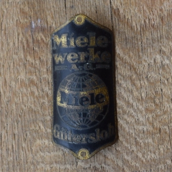 Steuerkopfschild Miele, 50er Jahre, Originalschild aus Sammlungsbestand 