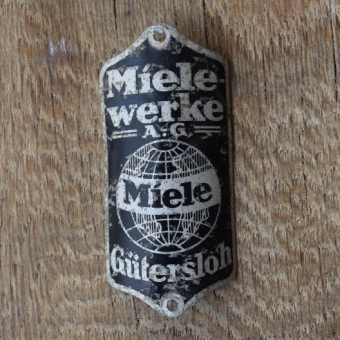 Steuerkopfschild Miele, 40-50er Jahre, Originalschild aus Sammlungsbestand 