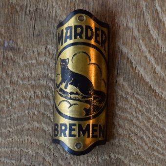 Steuerkopfschild Marder, 20-30er Jahre, Originalschild aus Sammlungsbestand 