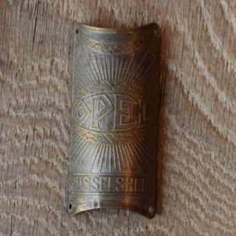 Steuerkopfschild Opel Rüsselsheim, 30er Jahre, Originalschild aus Sammlungsbestand 