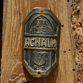 Steuerkopfschild  ACHALM, 30-50er Jahre, Originalschild aus Sammlungsbestand 