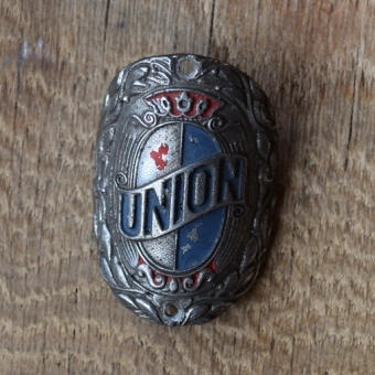 Steuerkopfschild Union, Gussschild 30-50er Jahre, Originalschild aus Sammlungsbestand 