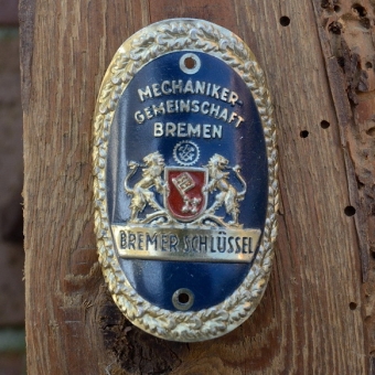 Steuerkopfschild BREMER SCHLÜSSEL, 30-50er Jahre, Originalschild aus Sammlungsbestand 