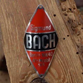 Steuerkopfschild BACH, Berlin, 30-50er Jahre, Originalschild aus Sammlungsbestand 