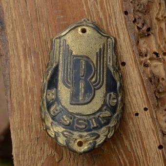 Steuerkopfschild BÜSSING, 30-50er Jahre, Originalschild aus Sammlungsbestand 