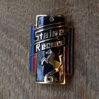 Steuerkopfschild Staiger Record (mit Zusatzbohrungen), 60er Jahre, Originalschild aus Sammlungsbestand 