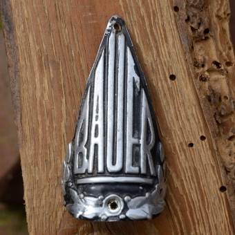 Steuerkopfschild BAUER, Klein Auheim, 30-50er Jahre, Originalschild aus Sammlungsbestand 