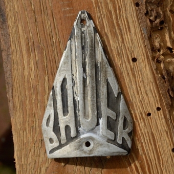 Steuerkopfschild BAUER, Klein Auheim, 30-50er Jahre, Originalschild aus Sammlungsbestand 