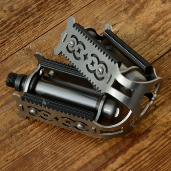 Pedale "FLÜGELPEDAL", roh, ohne Oberflächenbehandlung, Gummi schwarz 